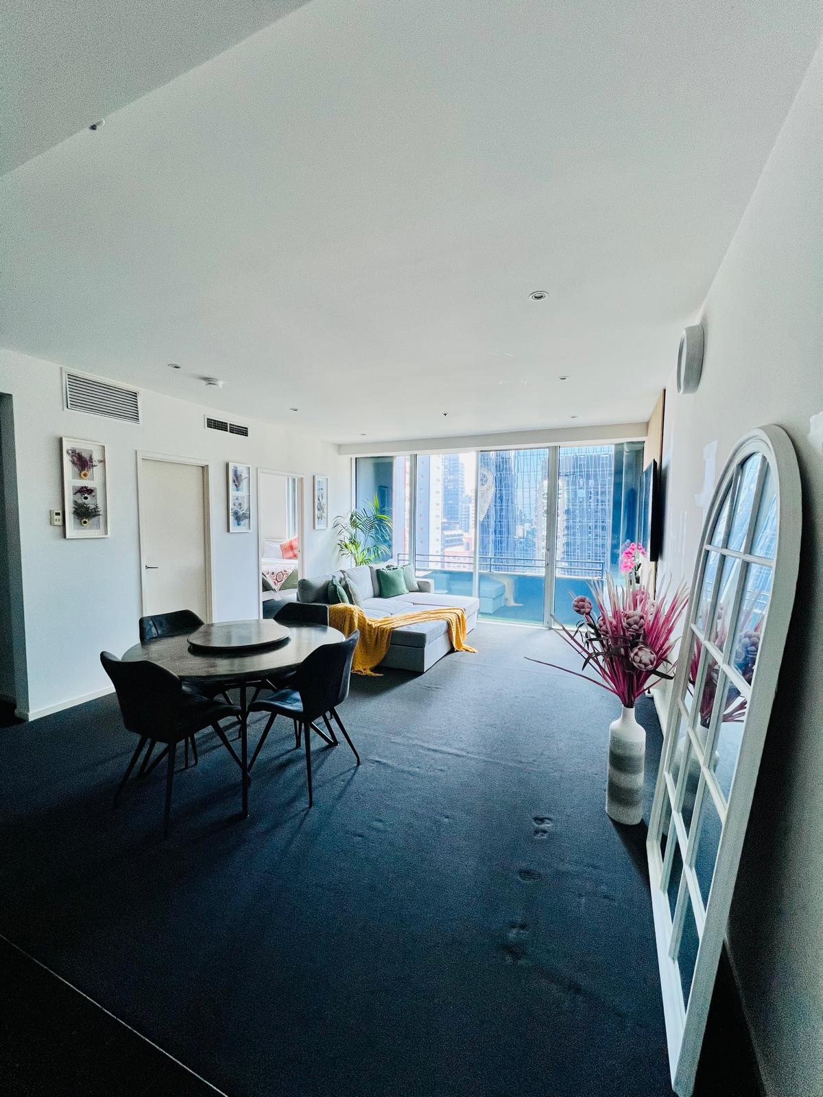 Dining area and living room wide angle