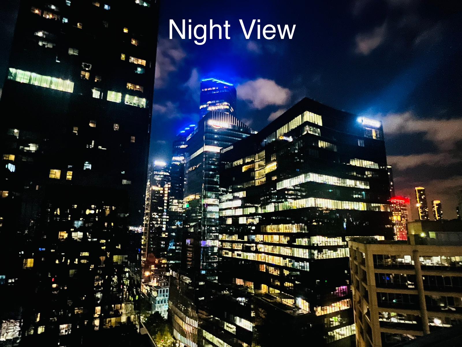 Melbourne CBD skyline at night from Aurora Residence